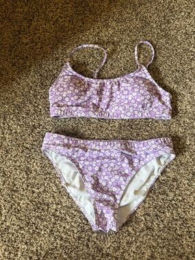 Women’s  Purple Floral Two-Piece Swim Set